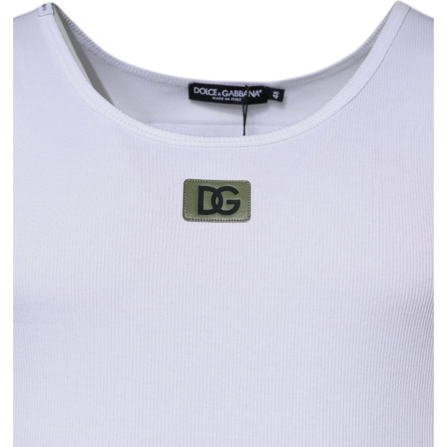 Dolce & Gabbana White Cotton Round Neck Sleeveless T-shirt TSH87519-48