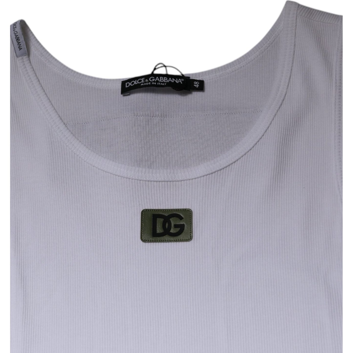 Dolce & Gabbana White Cotton Round Neck Sleeveless T-shirt TSH87519-48