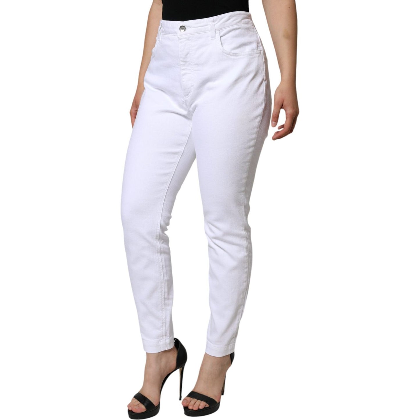 Dolce & Gabbana White Cotton Stretch AUDREY Skinny Jeans PAN75524-48