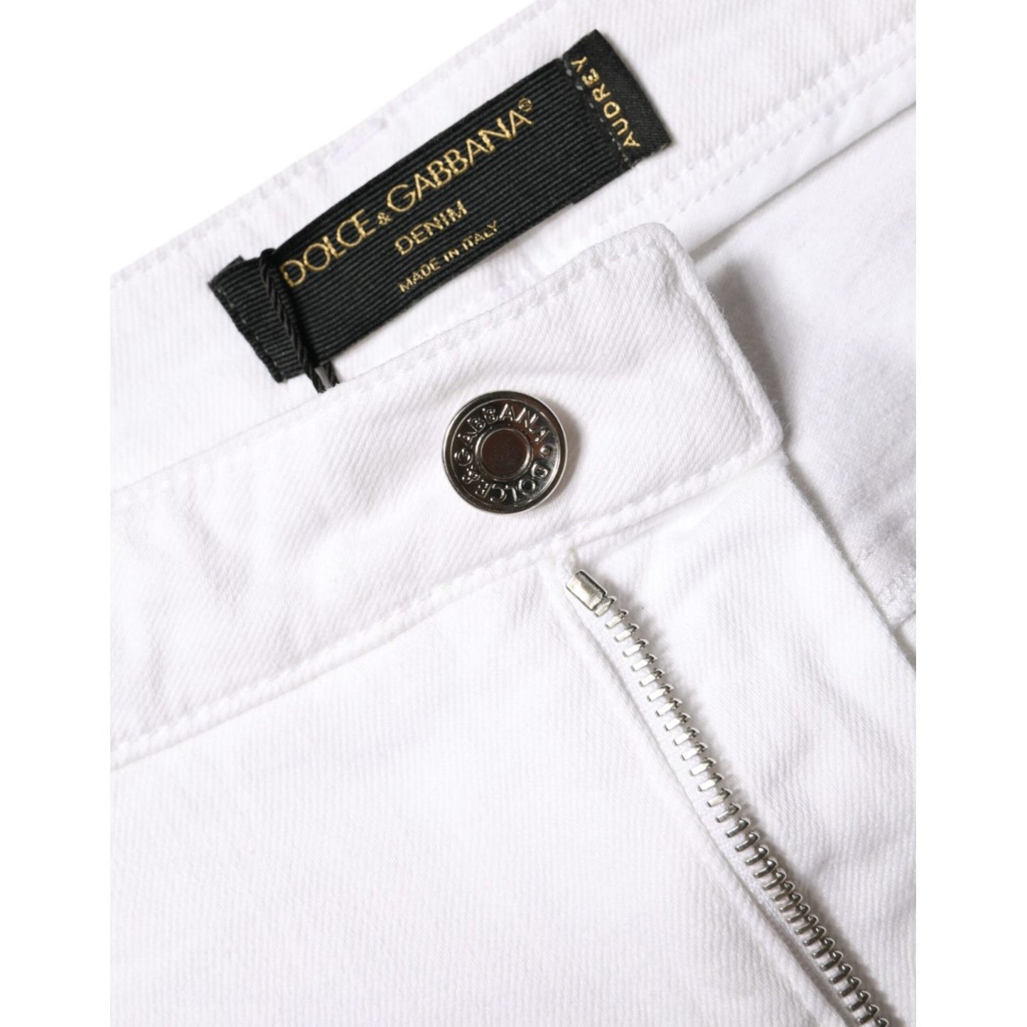 Dolce & Gabbana White Cotton Stretch AUDREY Skinny Jeans PAN75524-48