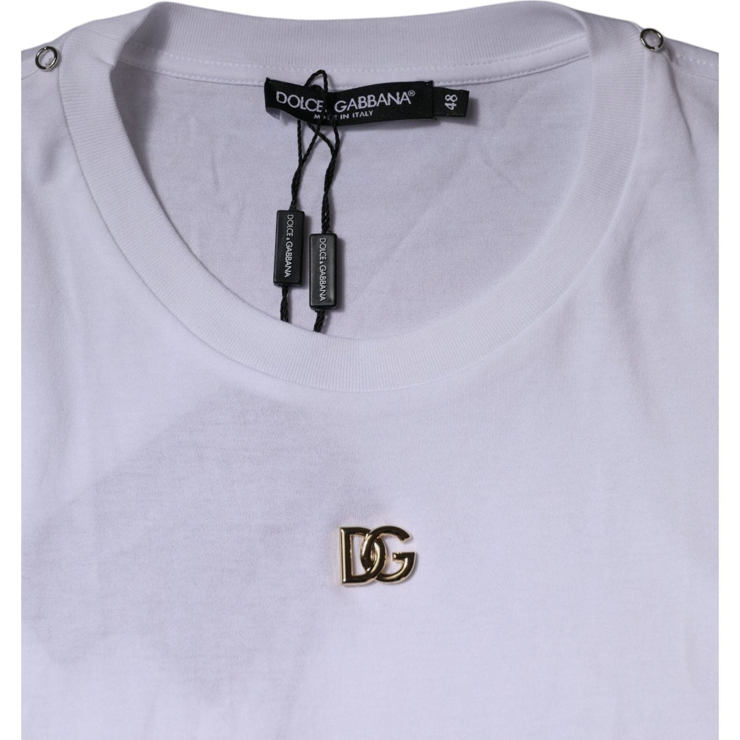 Dolce & Gabbana White DG Logo Crew Neck Short Sleeve T-shirt TSH87408-48