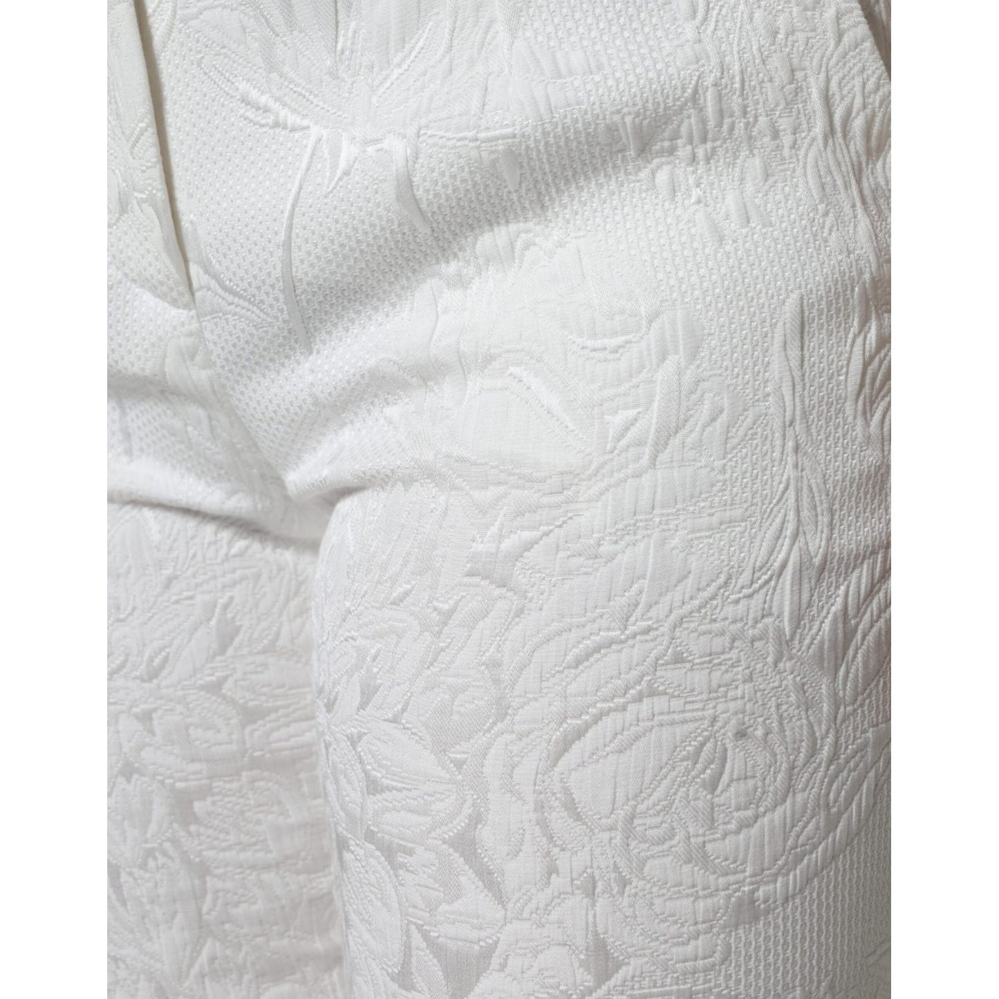 Dolce & Gabbana White Floral Brocade Cotton Cropped Pants PAN75575-40