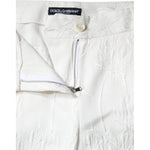 Dolce & Gabbana White Floral Brocade Cotton Cropped Pants PAN75575-40