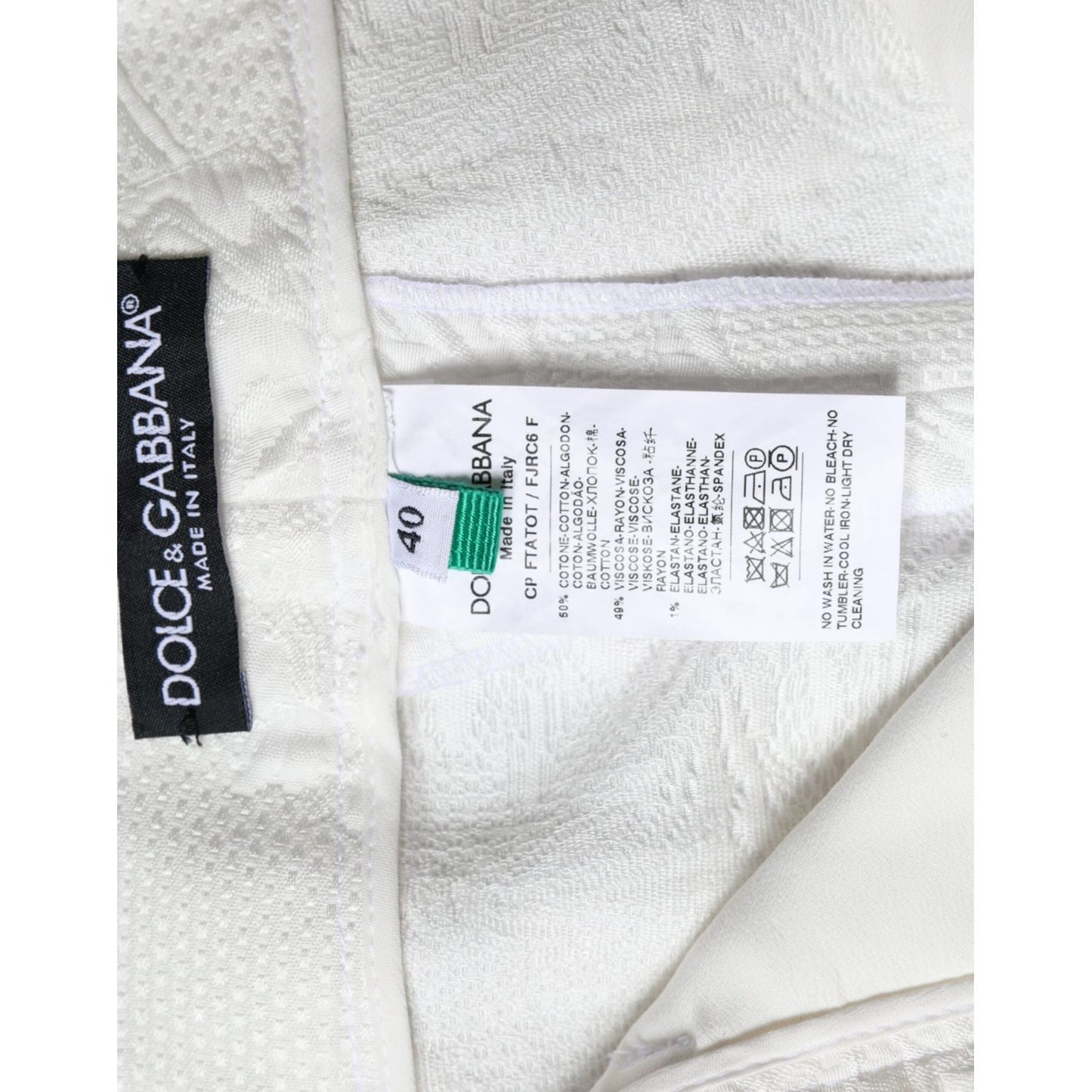 Dolce & Gabbana White Floral Brocade Cotton Cropped Pants PAN75575-40
