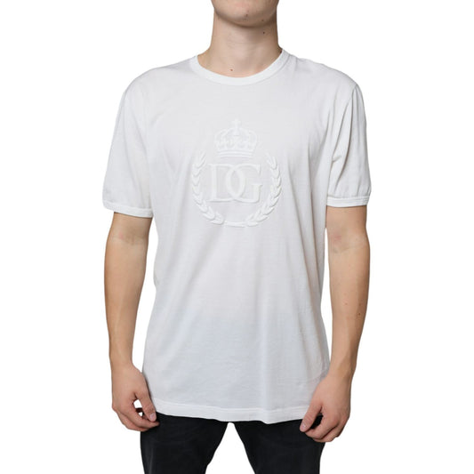 Dolce & Gabbana White Logo Embossed Cotton Crewneck T-shirt TSH86632-54
