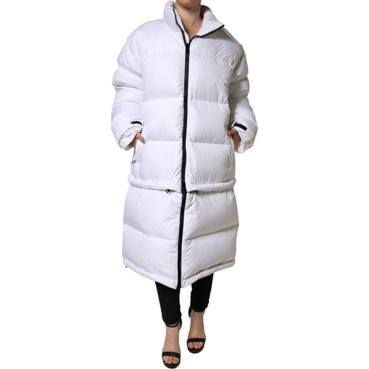Dolce & Gabbana White Puffer Quilted Full Zip Coat Jacket JKT3815-40