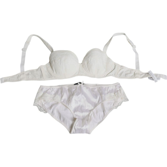 Dolce & Gabbana White Silk Stretch Panty Balconette Bra Underwear BIK228-1