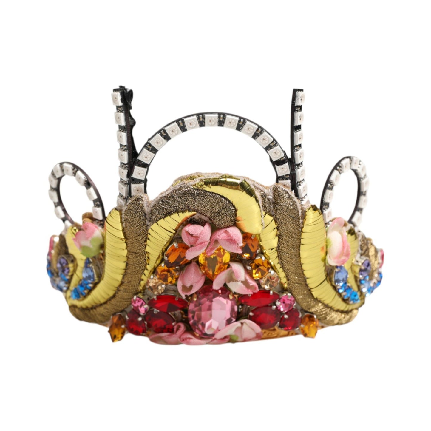 Dolce & Gabbana Gold Brass Crystal Embellished Headpiece Crown Diadem Tiara