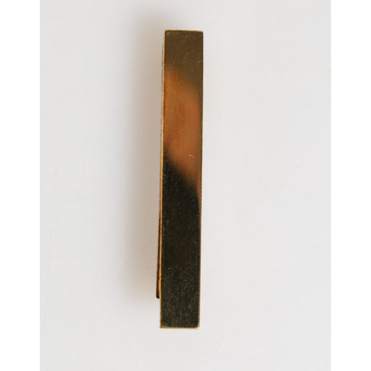 Dolce & Gabbana Gold Tone Brass Logo Branded Men Accessory Tie Clip Bar, elegant gold finish, sophisticated fashion accessory.