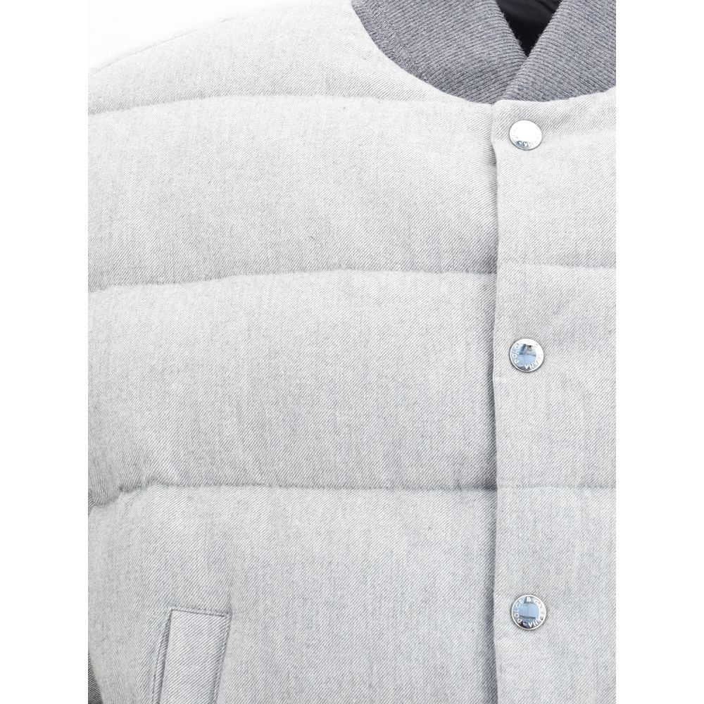 Dolce & Gabbana Gray Cotton Bomber with snap button closure and side welt pocket detail
