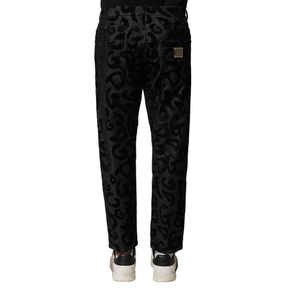 Dolce & Gabbana Gray Cotton DG Logo Straight Men Denim Jeans