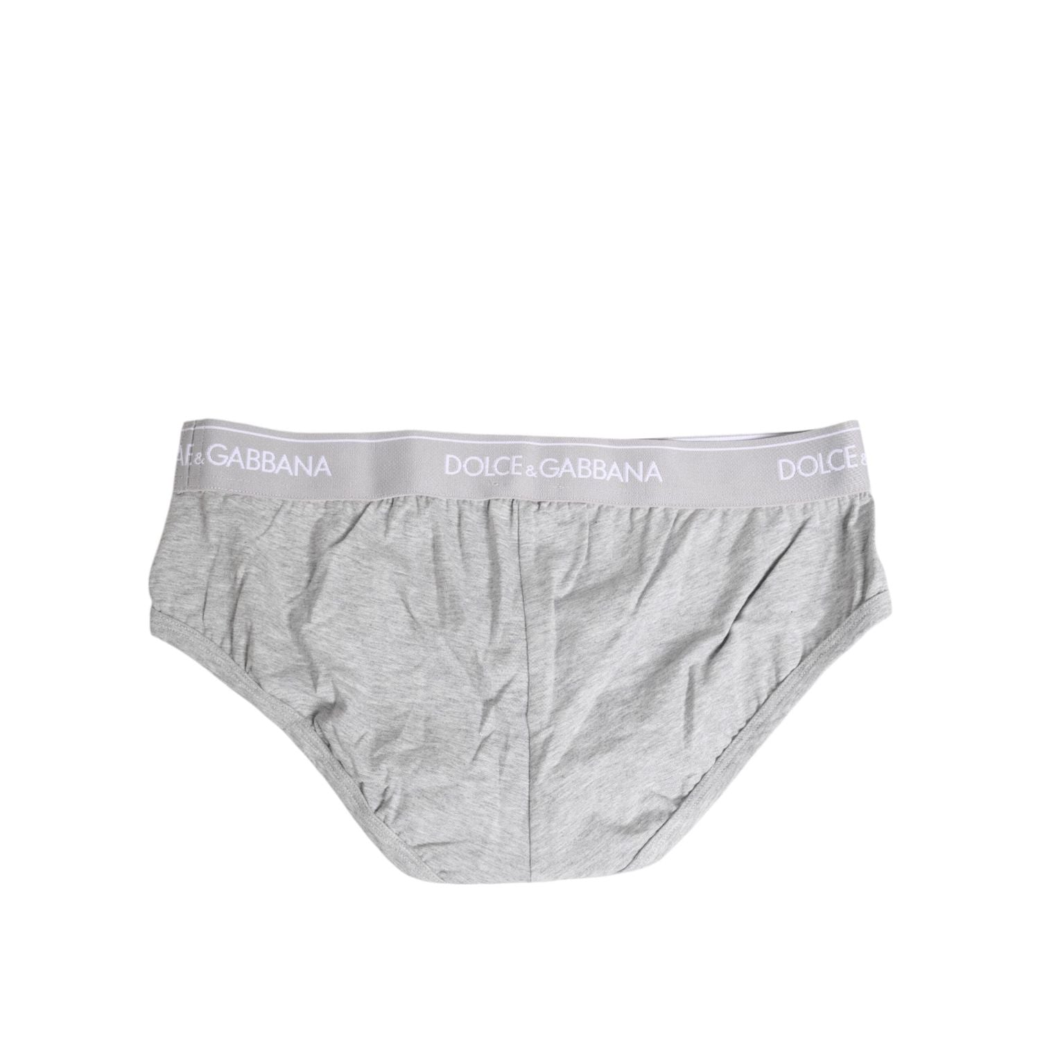 Dolce & Gabbana Gray Cotton Stretch Regular Brief Underwear