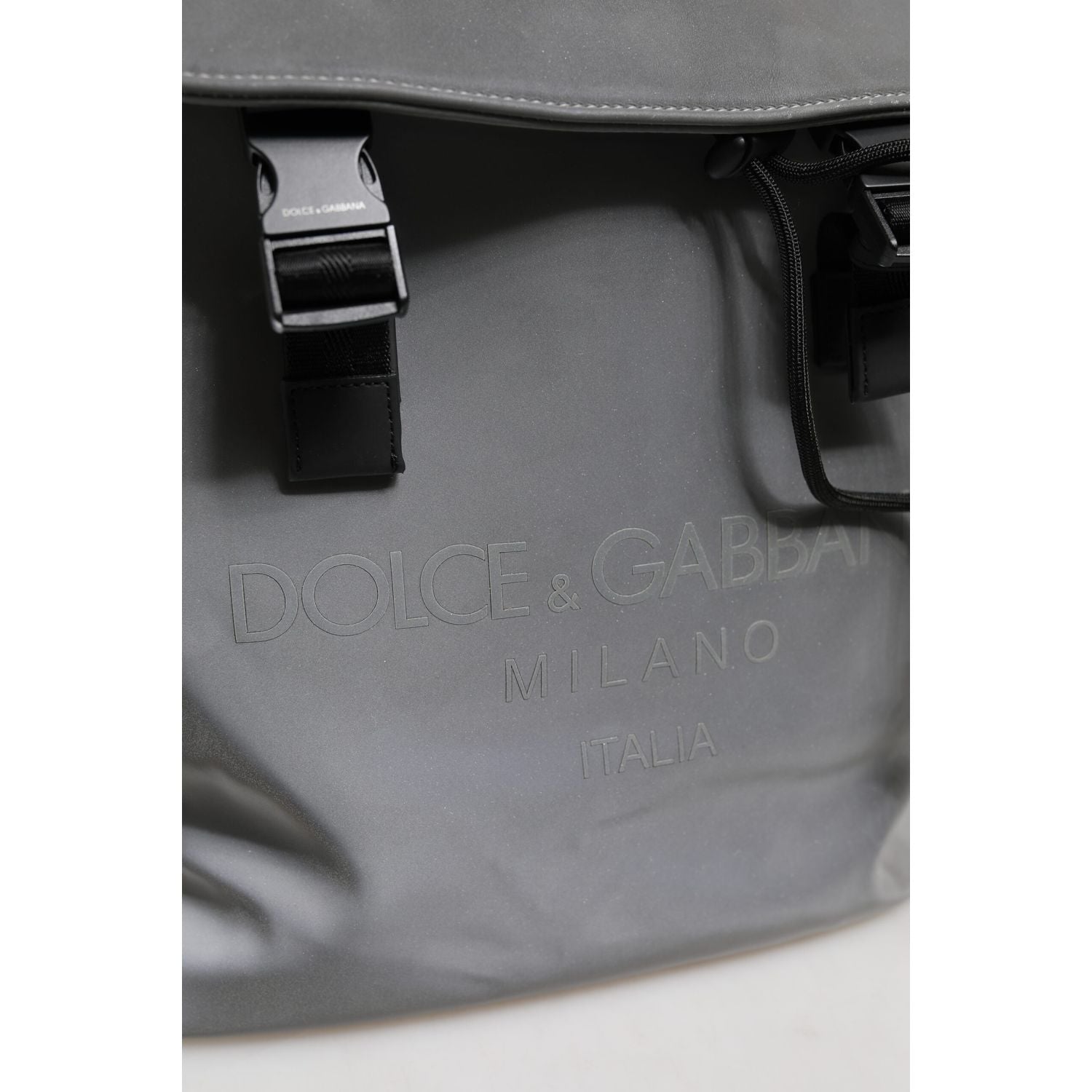 Dolce & Gabbana Gray Palermo Reflector Buckles Drawstring Backpack Bag