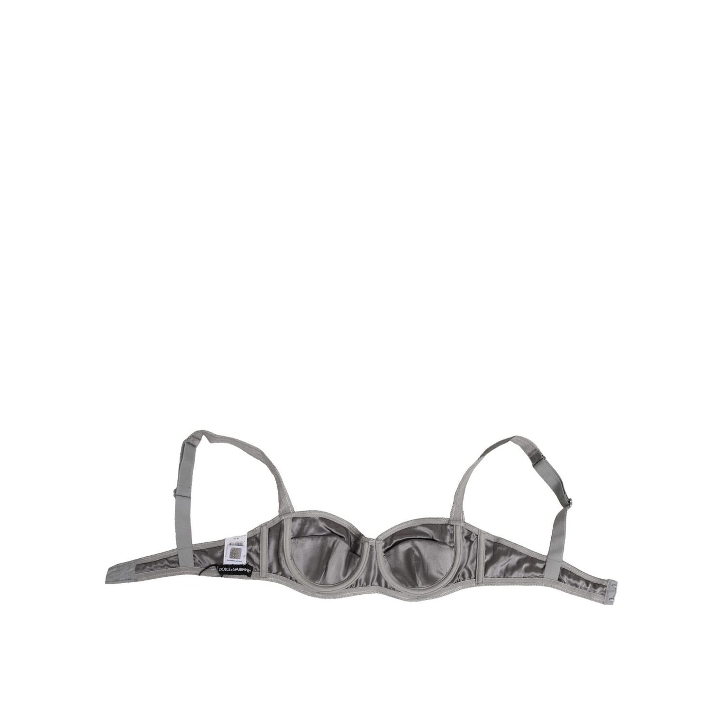 Dolce & Gabbana Gray Silk Underwired Balconette Bra Underwear showcasing elegant design and luxurious silk material.