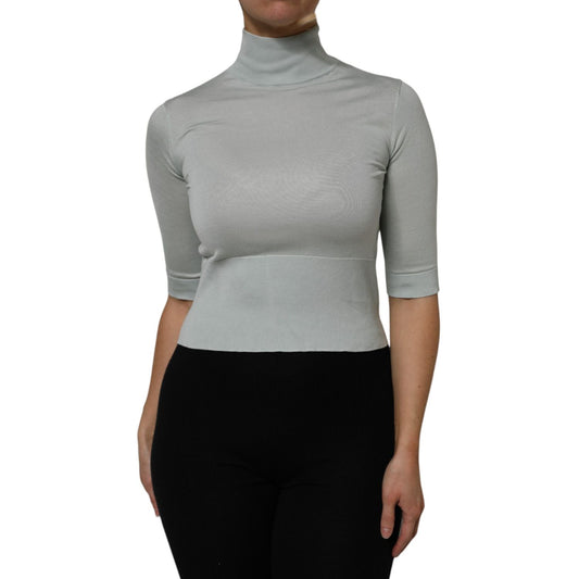 Dolce & Gabbana Gray Turtle Neck 3/4 Sleeves Pullover Top Dolce & Gabbana