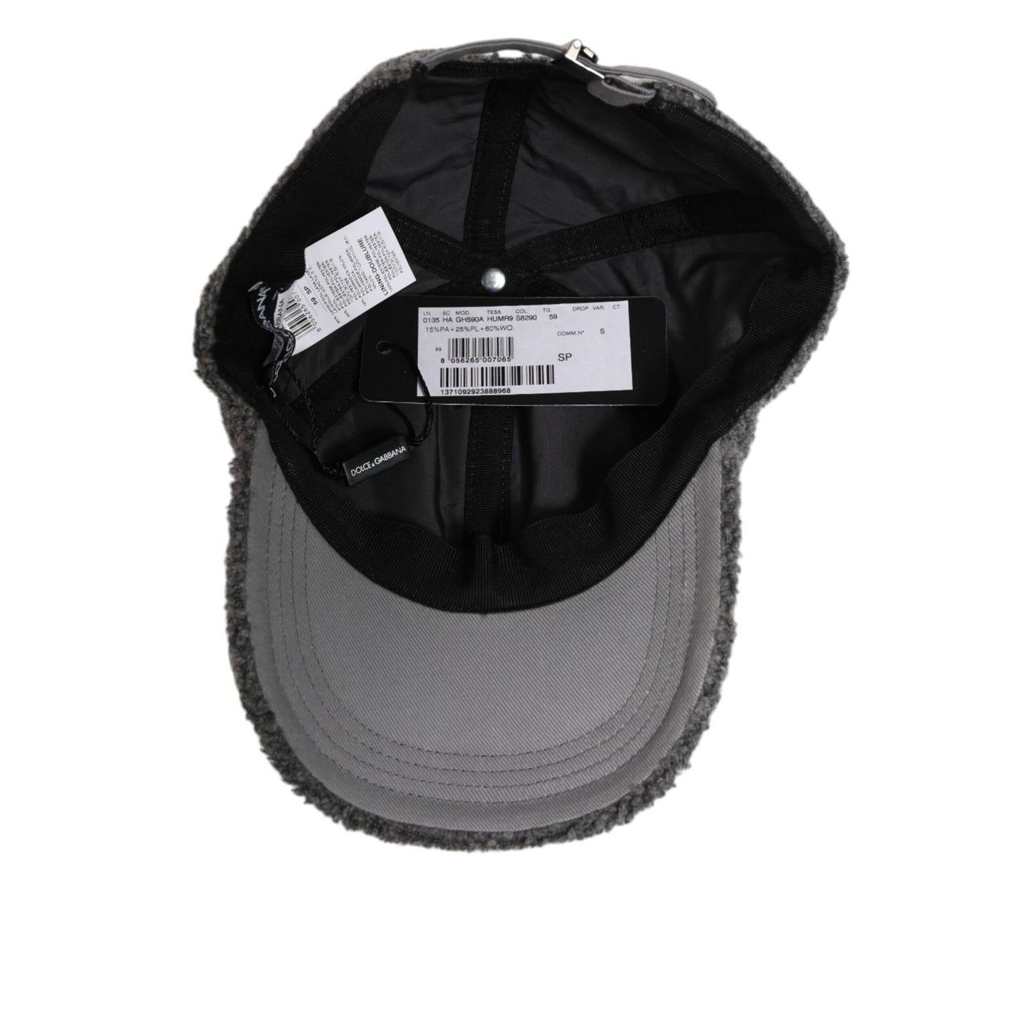 Dolce & Gabbana Gray Wool Fleece Rapper Men Baseball Capello Hat