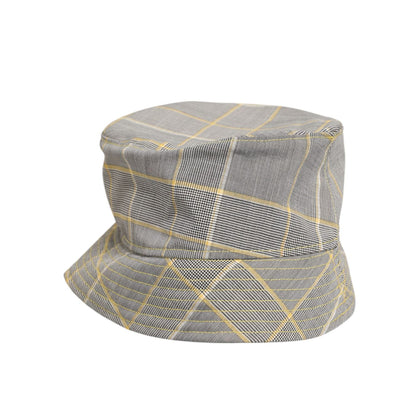 Dolce & Gabbana Gray Yellow Wool Blend Plaid Bucket Cap Men Hat luxurious Italian-made fashion accessory