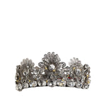Dolce & Gabbana LED Crystal Embellished Silver Floral Filigree Crown Tiara with sparkling crystals and LED lights