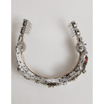 Dolce & Gabbana LED Crystal Embellished Silver Floral Filigree Crown Tiara, couture illuminated headpiece with crystals.