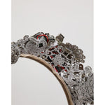 Dolce & Gabbana LED Crystal Embellished Silver Floral Filigree Crown Tiara with intricate detail and LED illumination
