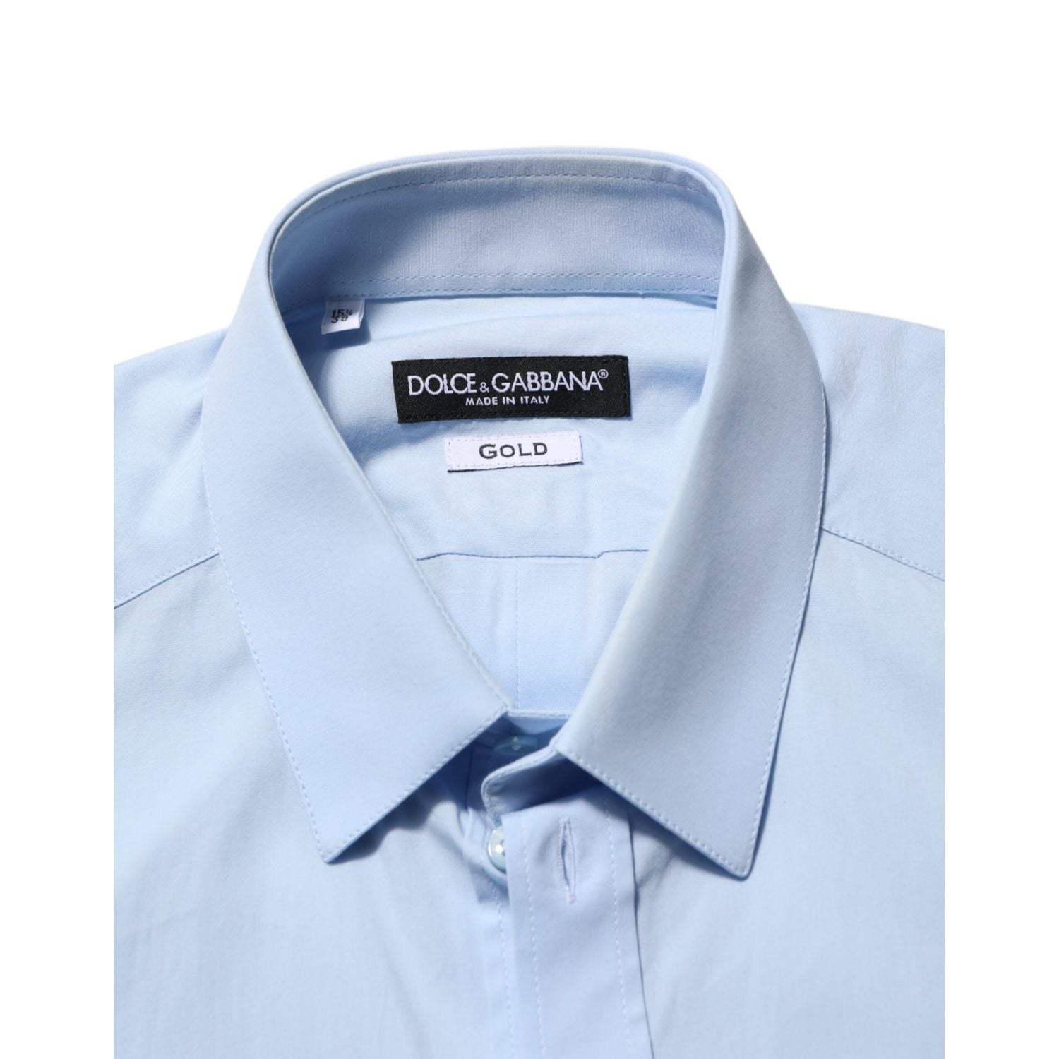 Dolce & Gabbana Light Blue Cotton GOLD Formal Men Dress Shirt