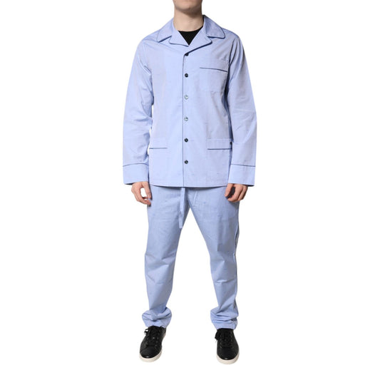 Dolce & Gabbana Light Blue DG Logo Cotton Men Pajama Set Sleepwear KOS2285-39