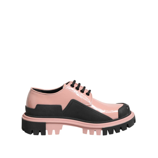 Dolce & Gabbana Light Powder Pink Black Leather Lace-Up Shoes LA12882-36.5