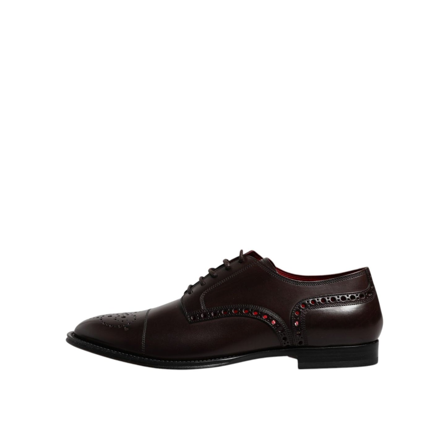 Dolce & Gabbana Maroon Calfskin Leather Derby Men Dress Shoes