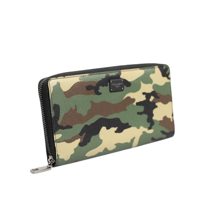 Dolce & Gabbana Multicolor Camouflage Logo Zip Around Continental Wallet