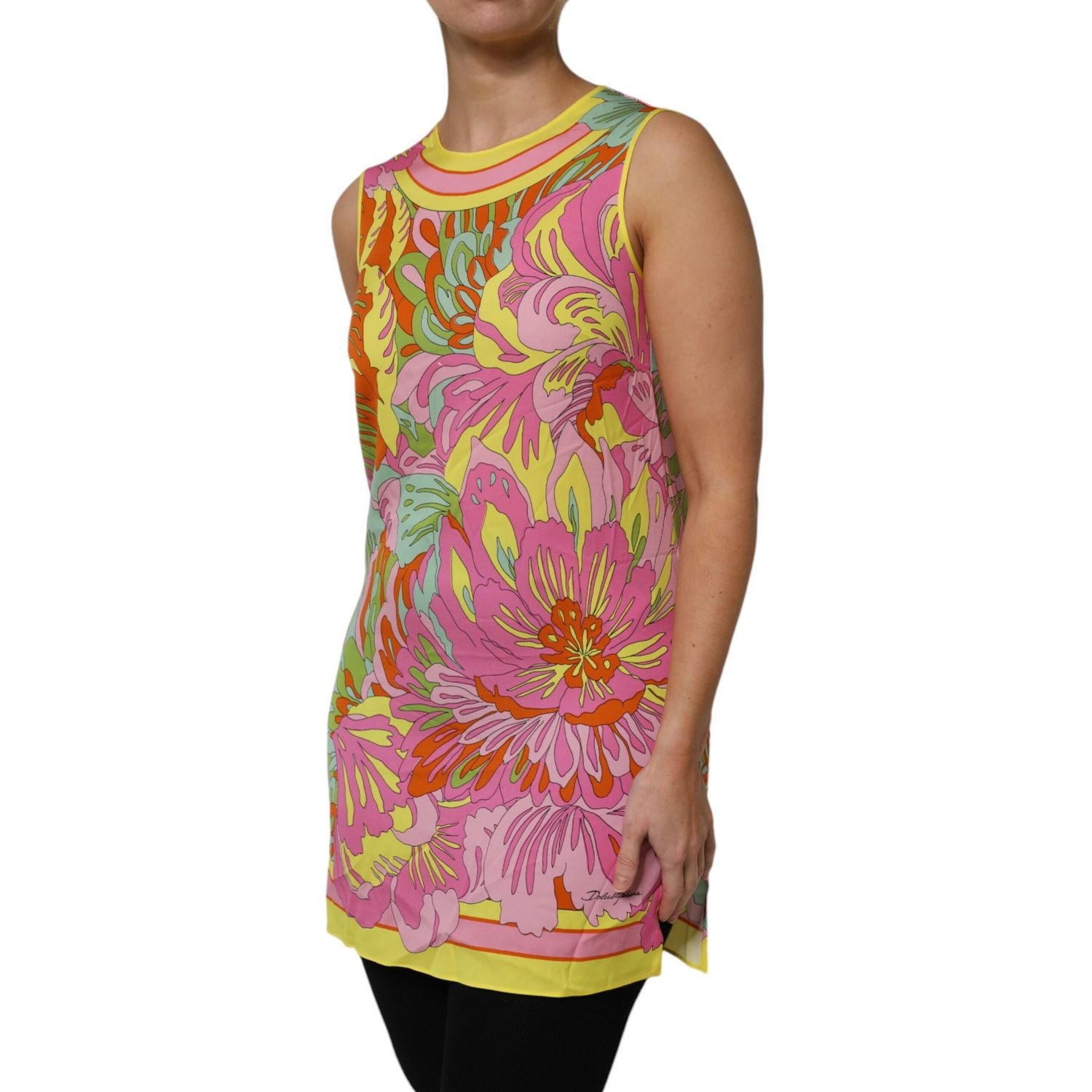 Dolce & Gabbana Multicolor Floral Roundneck Sleeveless Top
