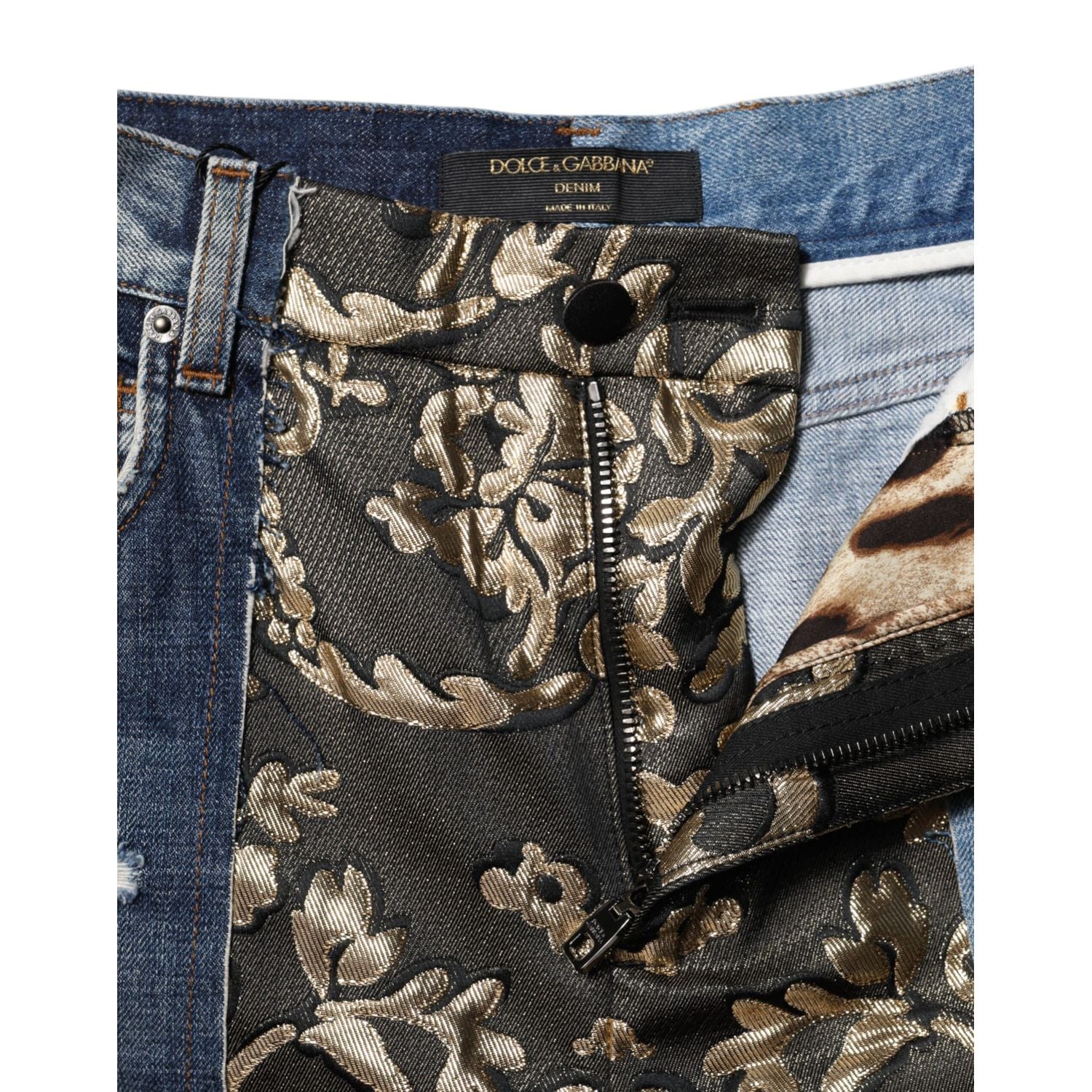 Dolce & Gabbana Multicolor Patchwork Tapered Denim Jeans