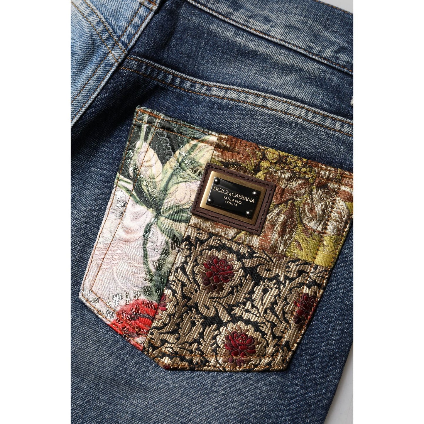 Dolce & Gabbana Multicolor Patchwork Tapered Denim Jeans