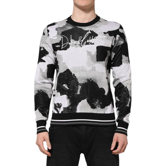 Dolce & Gabbana Multicolor Silk Camouflage Pullover Sweater TSH90493-46