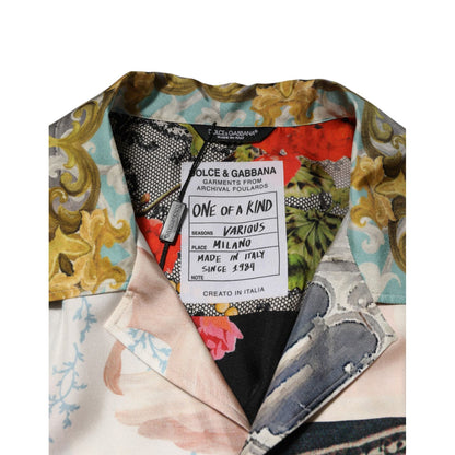 Dolce & Gabbana Multicolor Silk Opera Print Men Casual Shirt