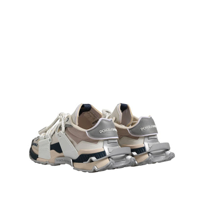 Dolce & Gabbana Multicolor Space Low Top Men Sneakers Shoes with logo details and rubber sole, rear view.