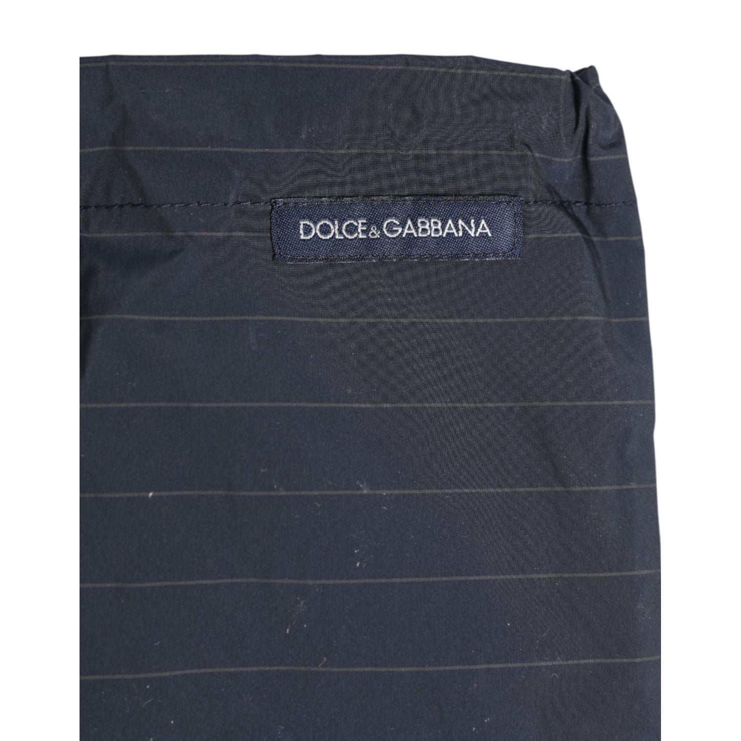 Dolce & Gabbana Navy Blue Polyester Nylon Pinstripe Men's Swimwear