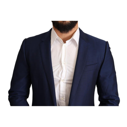Dolce & Gabbana Navy Blue Slim Fit Jacket MARTINI Blazer, formal look, notch lapel, elegant design, exclusive Italian craftsmanship