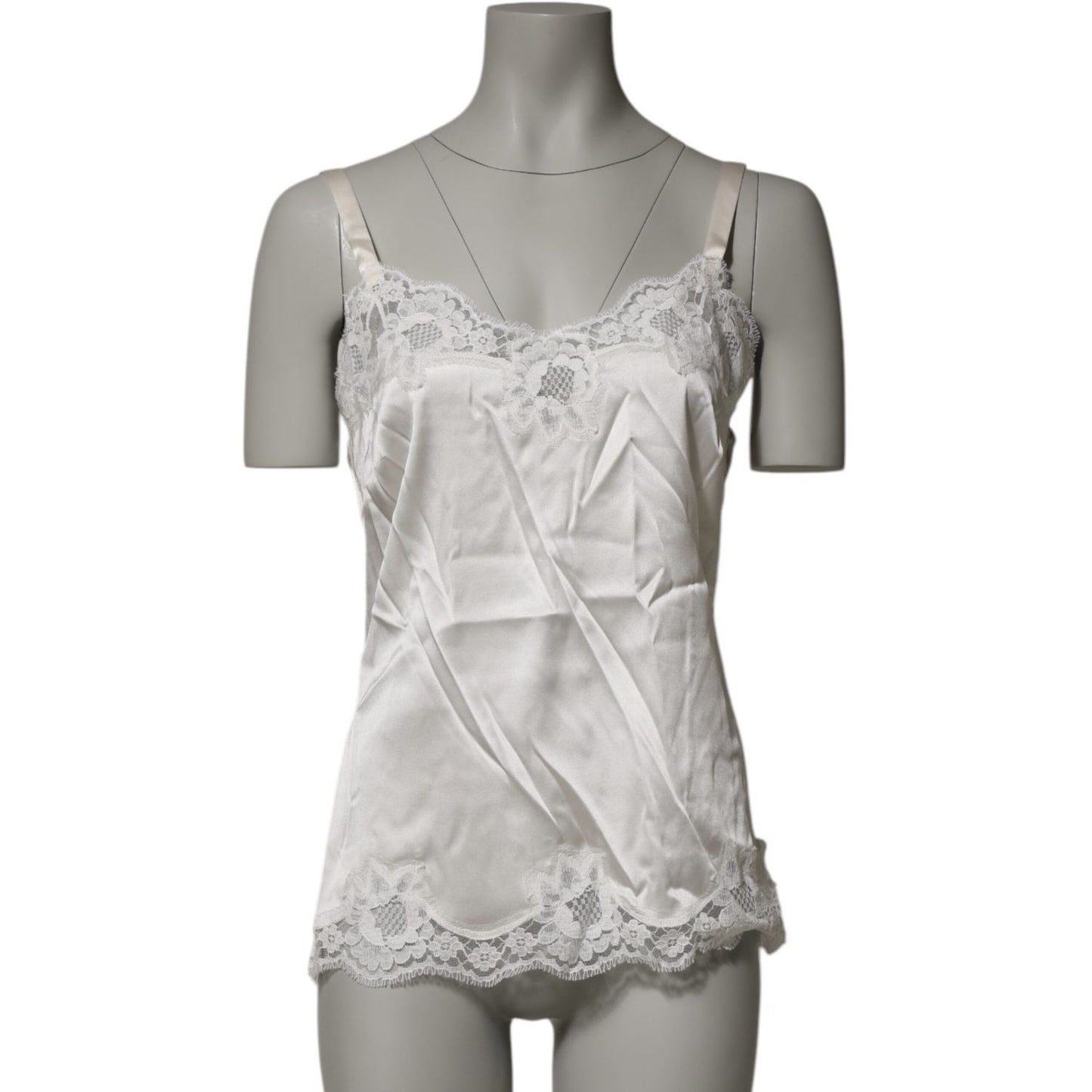 Dolce & Gabbana Off White Floral Lace Tank Lingerie Top Underwear