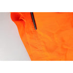 Close-up of Dolce & Gabbana Orange Polyester Beachwear Men Shorts Swimwear with zipper detail.