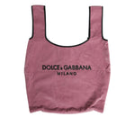 Dolce & Gabbana Pink Cotton Velvet DG MILANO Shoulder Shopping Borse Bag with black logo, 90% cotton, made in Italy.