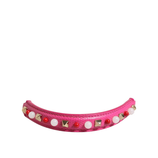 Dolce & Gabbana Pink Embellished Leather Bag Handle Women Shoulder Strap SMY11161