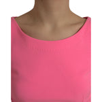 Close-up of Dolce & Gabbana Pink Polyester Long Sleeves Sheath Midi Dress neckline detail