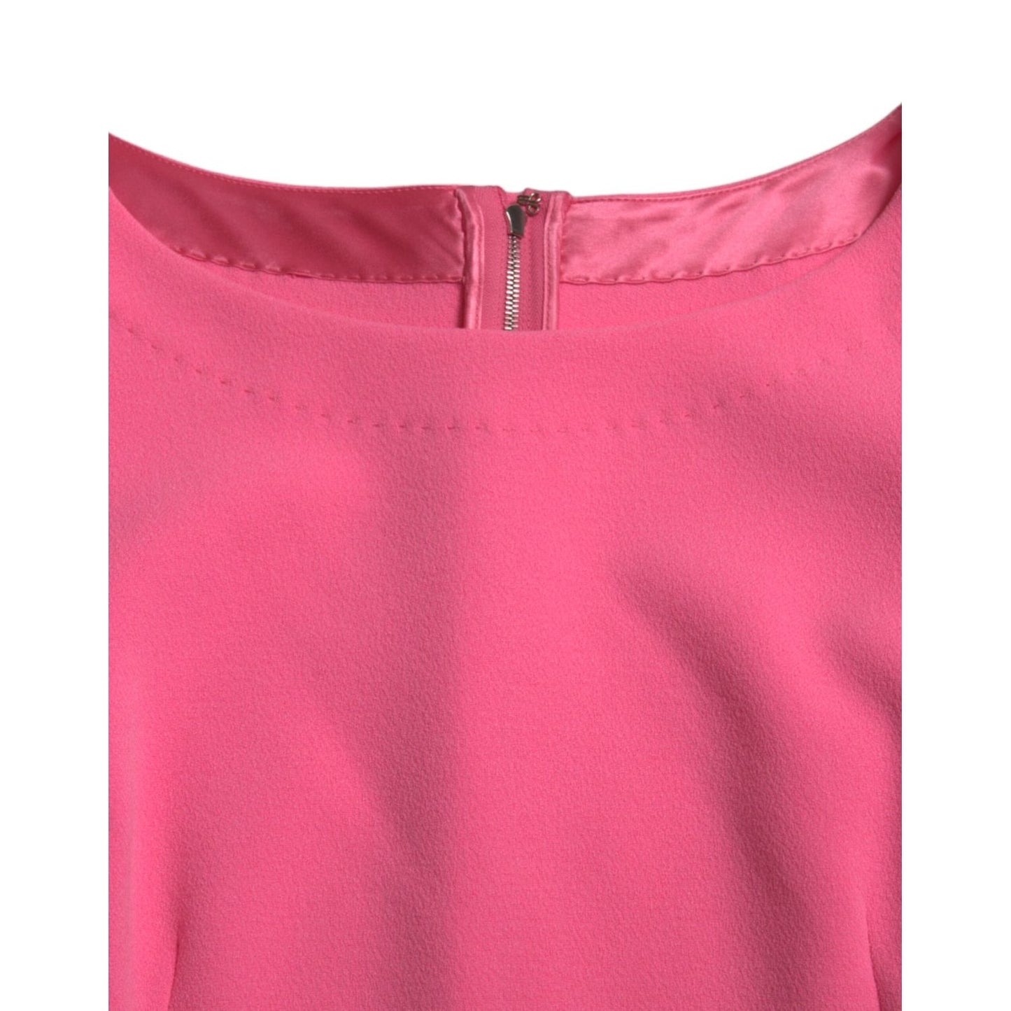 Dolce & Gabbana Pink Polyester Long Sleeves Sheath Midi Dress close-up zipper detail