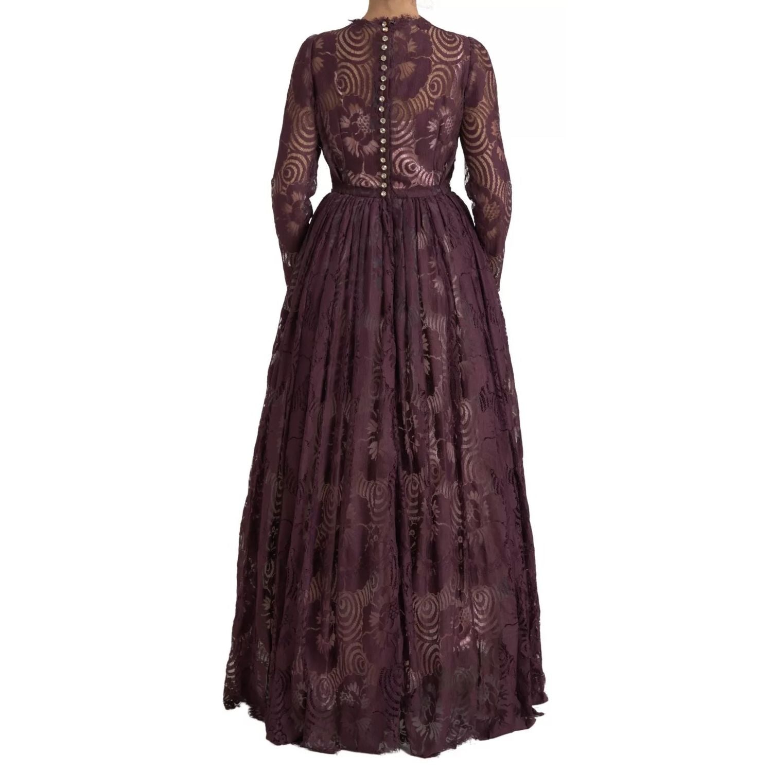 Dolce & Gabbana Purple Viscose Crystal A-Line Gown Dress