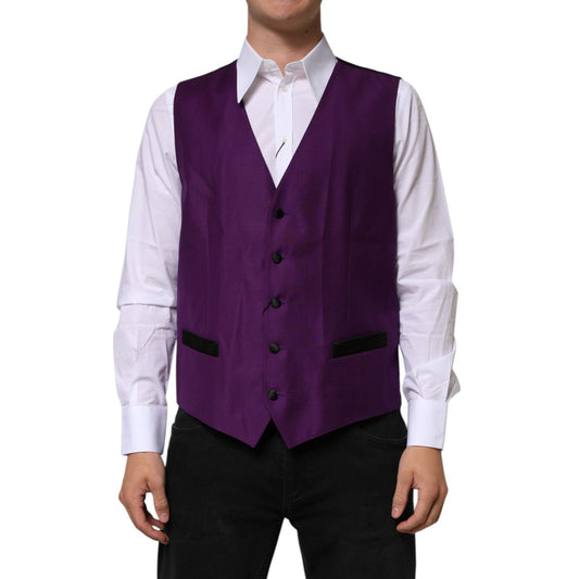 Dolce & Gabbana Purple Wool Dress Formal Waistcoat Vest TSH91258-54