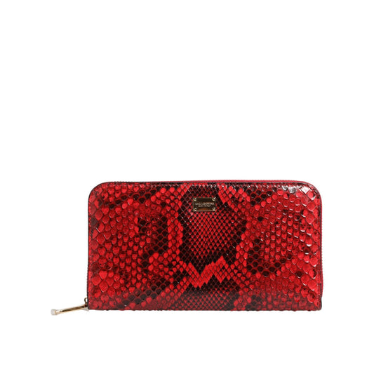 Dolce & Gabbana Red Exotic Leather Zip Around Continental Clutch Wallet BAG4689