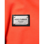 Dolce & Gabbana Red Fluorescent Polyester Logo Patch Hoodie Sweater with Milano Italia patch detail