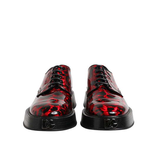 Dolce & Gabbana Red Leopard Derby Formal Men Dress Shoes MV7479-44