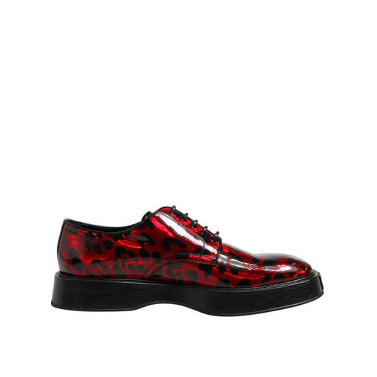 Dolce & Gabbana Red Leopard Derby Formal Men Dress Shoes MV7479-44