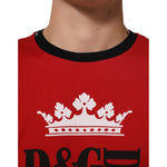 Dolce & Gabbana Red Logo Crown Cotton Short Sleeves T-shirt with iconic logo and crown design